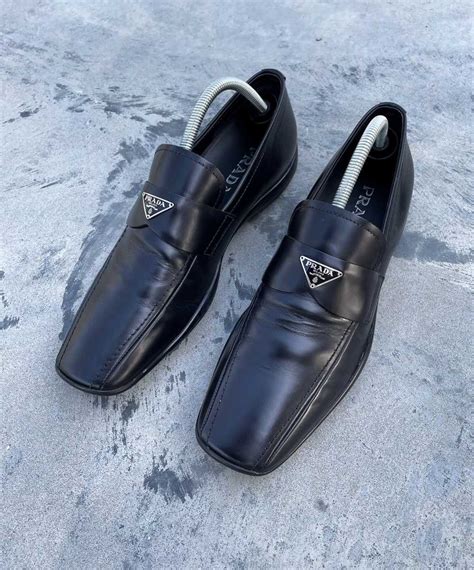 Prada × Streetwear × Vintage PRADA Logo Loafers Black